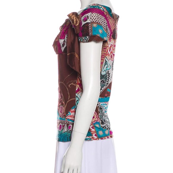 Blumarine Printed Silk Top, Size: M (US 8, IT44) - Picture 2 of 3